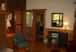 View of the Living area toward the bath and twin bedroom in A Cabin on Paradise Murphy NC