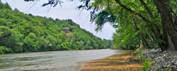 A view of the Hiasassee River from the screened in porch on the front of A Cabin on Paradise in Murphy NC.