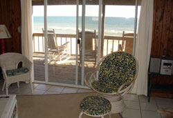 View of the Living area from the Kitchen in Twin Peaks on St. George Island FL