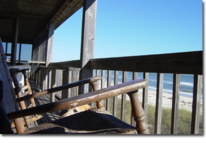 View of the Beach on the Gulf of Mexico from the porch area at Twin Peaks on St. George Island
